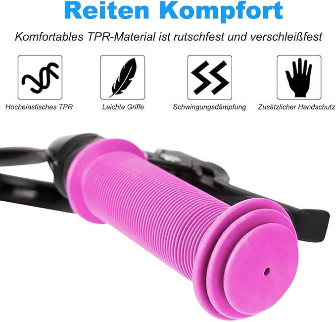 Kids Bike Grips - 105mm Bicycle Handlebar Grips With Mushroom Pattern for Bikes, Balance Bikes, and Kick Scooters