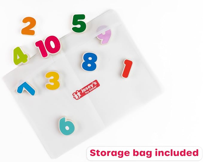 Jasey's Toy Chest Wooden Number Puzzle | 1-10 Numbers Learning Puzzle with Easy-Grip Pieces | Preschool Educational Toy for Toddlers Ages 18+ Months