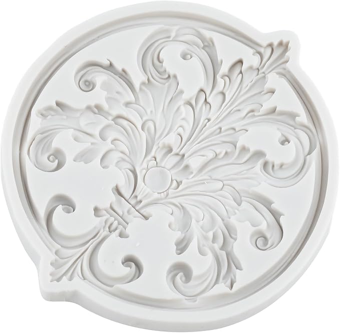 Baroque Relief Lace Silicone Mold Curlicues Scroll Lace Polymer Clay Mold Vintage Relief Flower Filigree Molds for DIY Crafts Epoxy Resin Casting Air Dry Polymer Clay Plaster Jewelry Making