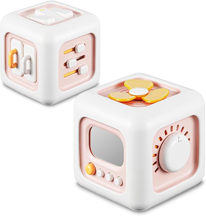 SOCBTNSO Busy Cube, Toys for 1 Year Old Girl Gifts, Montessori for Baby Girl, Travel Toys for Toddlers 1-3, Learning Fine Motor Skills| 1st Birthday Girl Gifts 6 9 12 Months