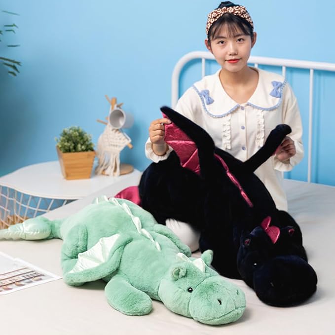 Weighted Dragon Stuffed Animal 43.3" 6.1Lbs, Large Black Weighted Plush Dragon Toy for Kids and Adults(2025 Weighted Version)