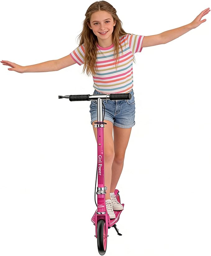 Kick Scooter for Adults Teens Kid Foldable Lightweight Sport Scooters with Hand Brake Adjustable Height Folding, Large Wheels Durable Load 300 LBS