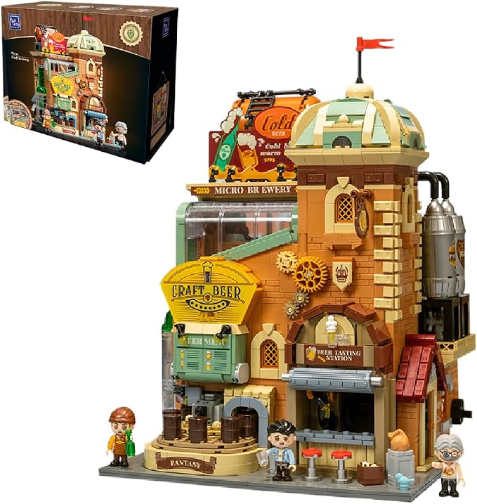 PANTASY Craft Beer Brewery Building Set for Adults – Vintage Microbrewery Factory Model with Modular Architecture, Dynamic Mechanisms, Self-Developed Minifigures & Display-Ready Design