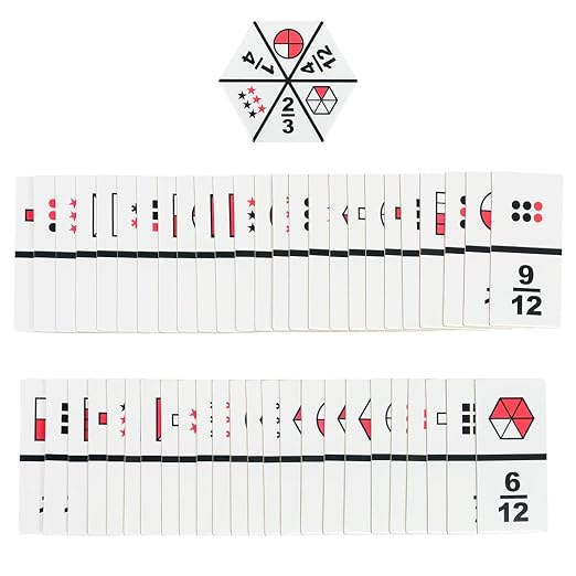 LEARNING ADVANTAGE The Original Fraction Dominoes | Homeschool Learning Fraction Game | 45 Dominoes | Math Manipulative for Kids | Teach Equivalents, Addition and Subtraction
