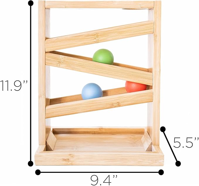 Small Montessori Ball Tracker Wooden Ball Drop - Wood Toys for 3 Year Old - Educational Toy for Baby and Toddler - Ramp Maze Run Track