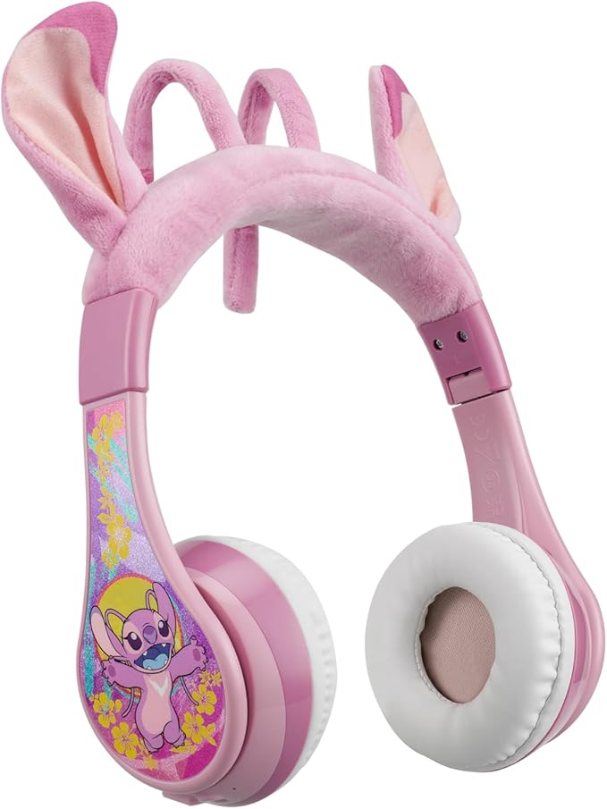 Disney Stitch Angel Bluetooth Headphones for Kids, Wireless Headphones for School, Home, or Travel (Angel)