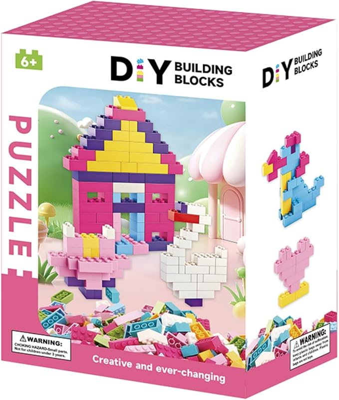 500 Piece Classic Building Bricks and 1 Green Baseplate, Compatible with Lego and Other Major Brands, Mixed Bricks Bulk Creative Building Toys, Blocks Bulk for Kids Ages 6+ (Girls' Color)