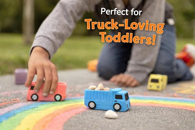 Dump Truck Sidewalk Chalk for Kids (14 Pack) – Construction Truck Chalk for Toddlers 1-3 – Outdoor Chalk Toy – Kids Chalk Sidewalk Set – Individually Wrapped Party Favors – Washable and Non-toxic