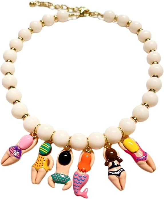 Creative Handmade Bead Bikinis Doll Pendant Necklace With Colorful Glass Beads for Beach Parties Accessories