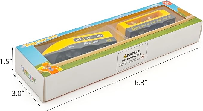 Battery Operated Police Train for Wooden Train Tracks with Figures Kids Magnetic Wooden Trains Set for Toddlers Boys 3-5 4-8 (Without Battery and Tracks) (Yellow)