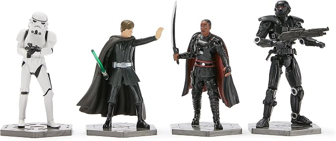 Disney Store Official Star Wars: The Mandalorian Figure Set – 8 Fully Sculpted Star Wars Figures Including The Mandalorian, Grogu, Ahsoka Tano & More in Double-Tiered Box with Scenic Backgrounds