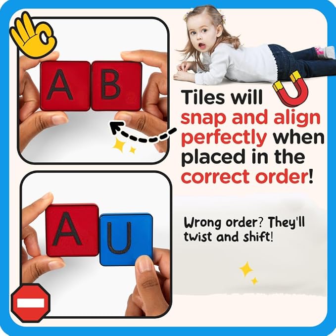 Learn Your Name! Riley. Personalized Self-Correcting Magnetic Tiles. First Birthday, Christmas Stocking, Easter, Educational Toy for Early Learning