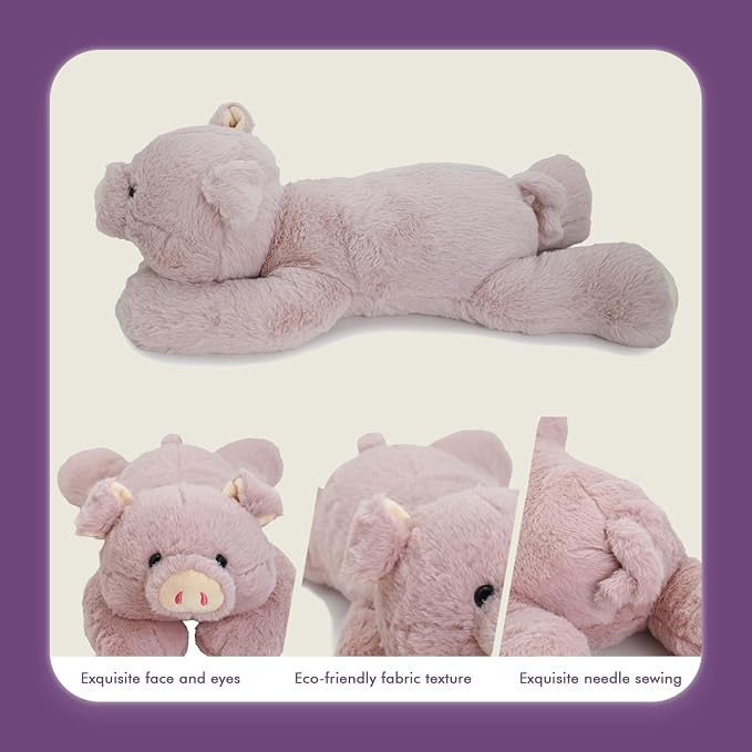 OSOCU® Microwavable & 1.8 LB Weighted Stuffed Animal - Pink Pig Heating Pad with Lavender & Tourmaline - Soothing Warm Heatable Plush Toy for Menstrual Cramps, Muscle Aches, Shoulder Tension