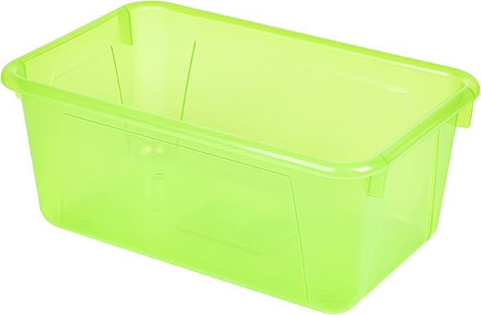 Storex Small Cubby Bins – Plastic Storage Containers for Classroom, 12.2 x 7.8 x 5.1 inches, Candy Green, 5-Pack (62477A05C)