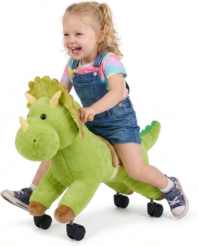 VEVOR Ride On Horse, Riding Dinosaur Toys for Kids, Features Lifelike Dinosaur Roars, No Battery Required, 360-Degree Flexible Smooth Wheels, Soft Seat, 88 lbs Max Load Capacity for Toddlers Ages 3+