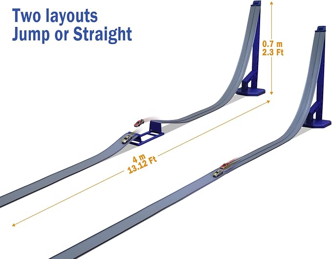 FateGo Gravity Car Track Set with Jump Track Pieces, Dual-Lane Die-cast Car Track Toy Compatible with 1:64 Diecast Cars