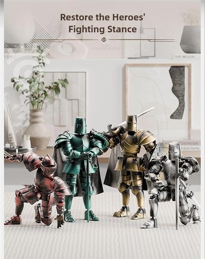 Medieval Action Figures,Knight Armor Action Figure,Multi-Jointed Movable Robot Mannequin T13,Dummy 13 Action Figure(Assembly Required) (C-Red)