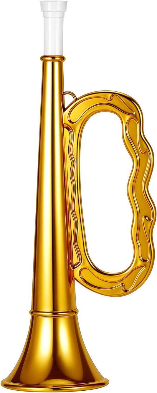Lewtemi Gold Bugle Horn Musical Instruments Toy for Kid Toddler Fake Plastic Preschool Music Toy Gift Portable Wind Instrument Early Educational Teaching Songs Gifts for Toddlers Children