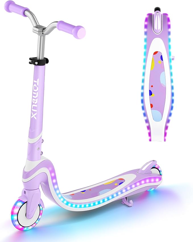 Tonbux Scooter for Kids with Light-Up Wheels & Deck, Adjustable Heights 2 Wheel Kids Scooters for Kids 5-7, Toddler Scooters with 4 Lighting Modes Deck