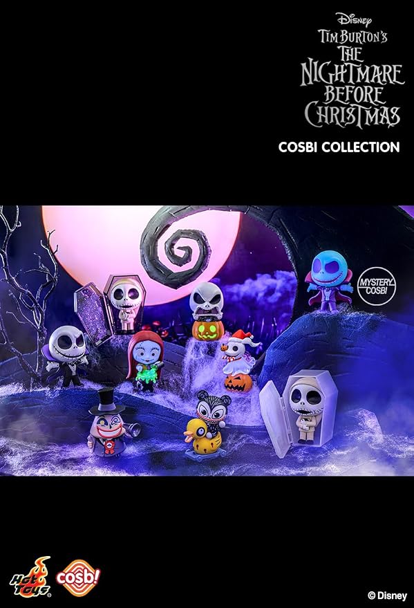 YuMe The Nightmare Before Christmas Blind Box Collectibles, 8 Pack Set | Cosbi Collection Series 2 Figures | Official Tim Burton Disney Merchandise | Surprise Toy Gifts for Kids & Adults