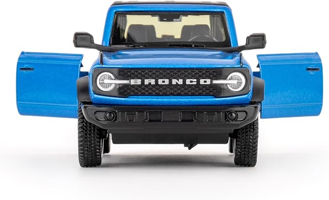 1:36 Ford Bronco Badlands 2dr Toy Car, Diecast Pull Back Model Car, Doors Open, Collection Kids Toy for Aged 3 and up, Gift Blue