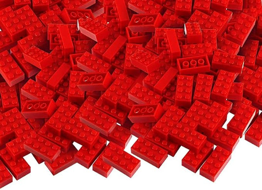 100pcs 2x4 Bricks Red Parts Pieces Building Blocks Classic Creative Play Set Toy Accessories Compatible with 3001 Major Brick Brands