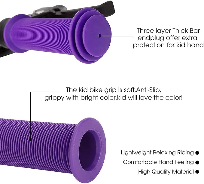 Kids Bike Grips - 105mm Bicycle Handlebar Grips With Mushroom Pattern for Bikes, Balance Bikes, and Kick Scooters