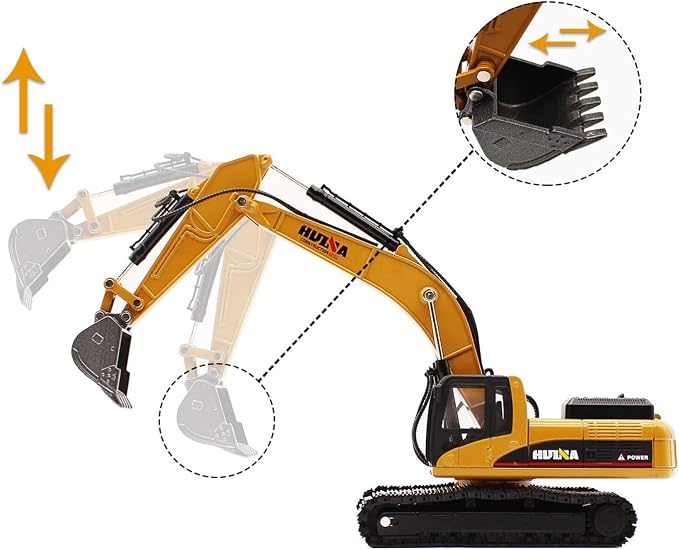 Gemini&Genius Tracked Excavator Toy for Kids, 1/50 Scale Diecast Digger Construction Toy, Metal Vehicle Model with 360° Cabin Swivels, Great Gift, Playing Sand, Room Decoration and Collection for Kids