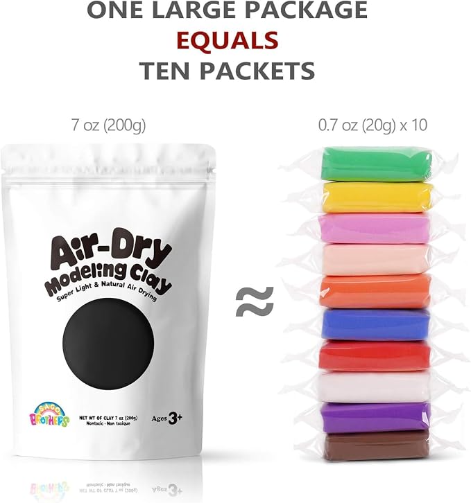 Sago Brothers Modeling Clay for Kids - Black,7 oz Molding Magic Clay for Kids Air Dry, Super Soft Clay for DIY Slime, Ultra Light Air Dry Modeling Clay for Toddlers Children Teens | Molding magic clay for kids air dry, super soft for DIY slime. Ultra l...