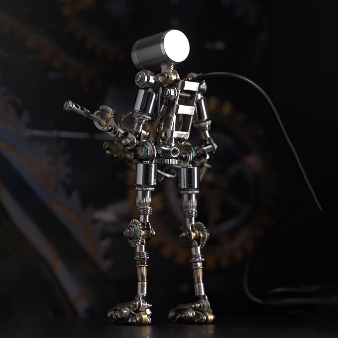 Mostarle Terminator M 3D Metal Puzzle, Arcynix DIY Mechanical Robot Model Kit, Sci-Fi Design LED Light Feature Unique Gift for Adults & Teenager (Blue)