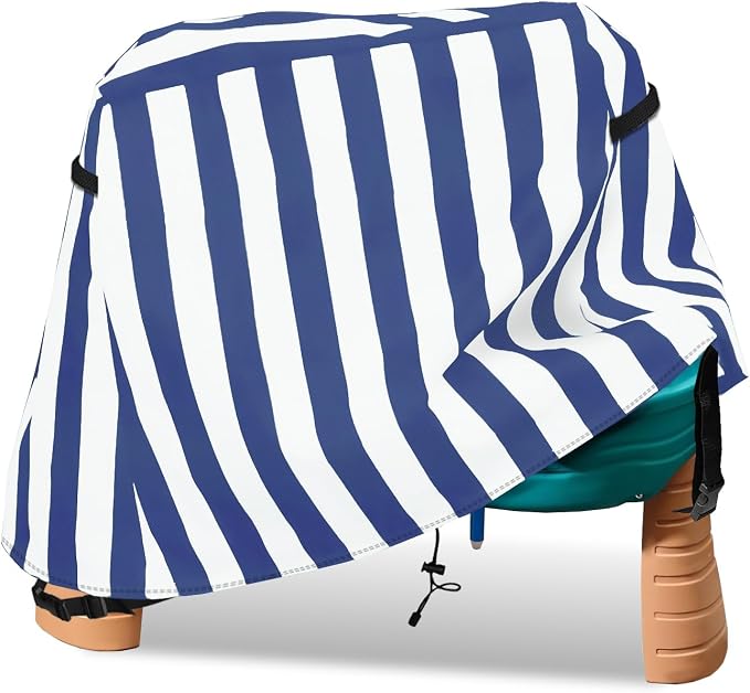 Kids Water Table Cover,Outdoor Heavy 600D Waterproof Anti-UV Dustproof Kids Water Play Table Cover,Compatible with Step2 Rain Showers Splash Pond Toddler Water Table,Blue Striped,Cover Only