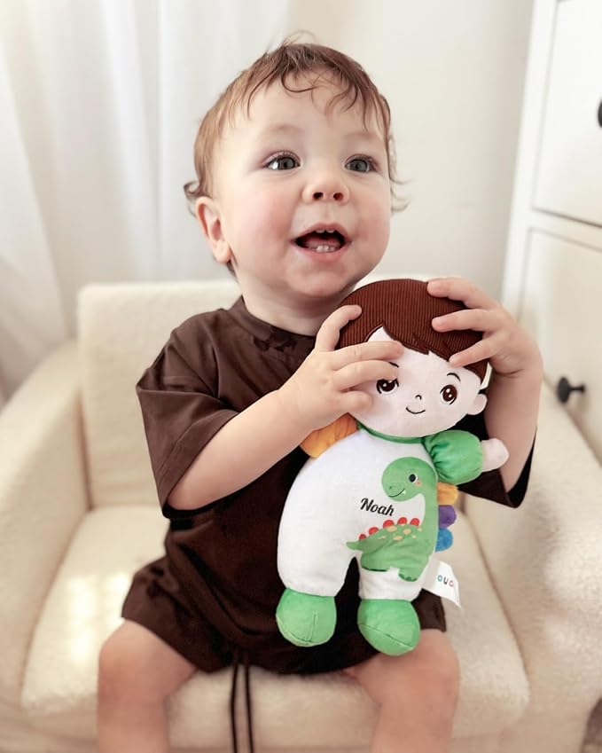 OUOZZZ 10" Soft Baby Boy Doll Set, Baby Doll Accessories Pretend Playset for Social Emotional Learning, 2 Year Olds Boy Birthday Gift