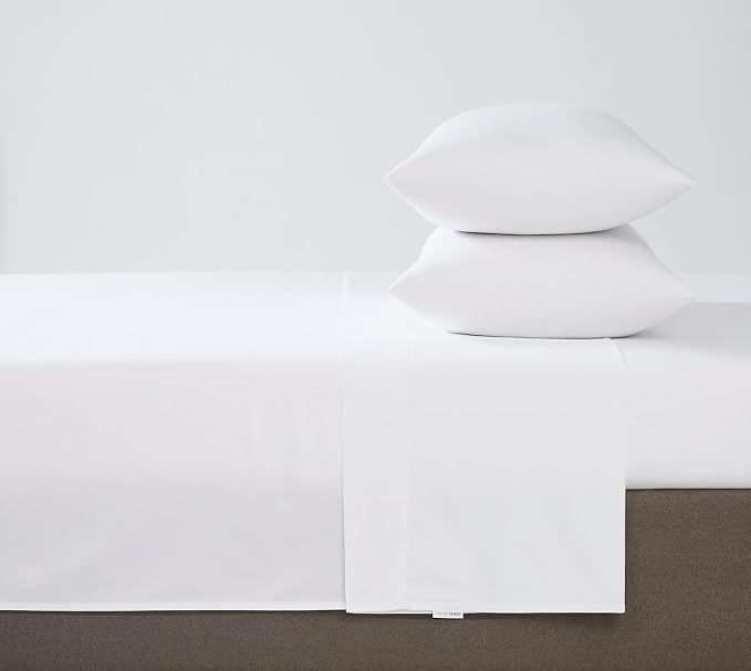 Linen Closet Luxury 1200 Thread Count Full Size Sheets Set, 4 Pieces, Cotton Rich, White, Soft, Durable & Wrinkle Resistant Sateen Sheets, 16" Deep Pocket Fitted Sheet, Home & Hotel Essentials