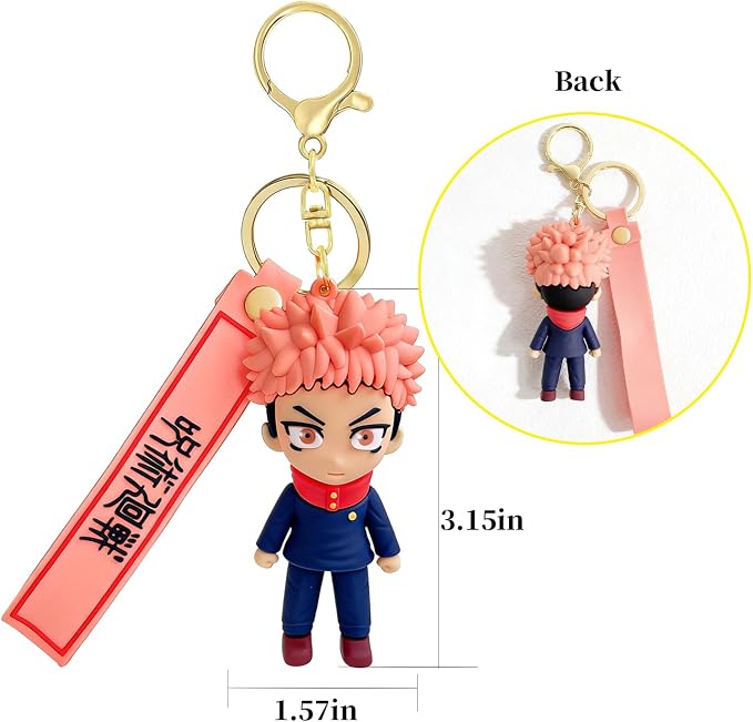 JJK Novelty Keychain, Collectable Anime Mini Figure, Fun Keyring Jewelry Gift for Men and Women