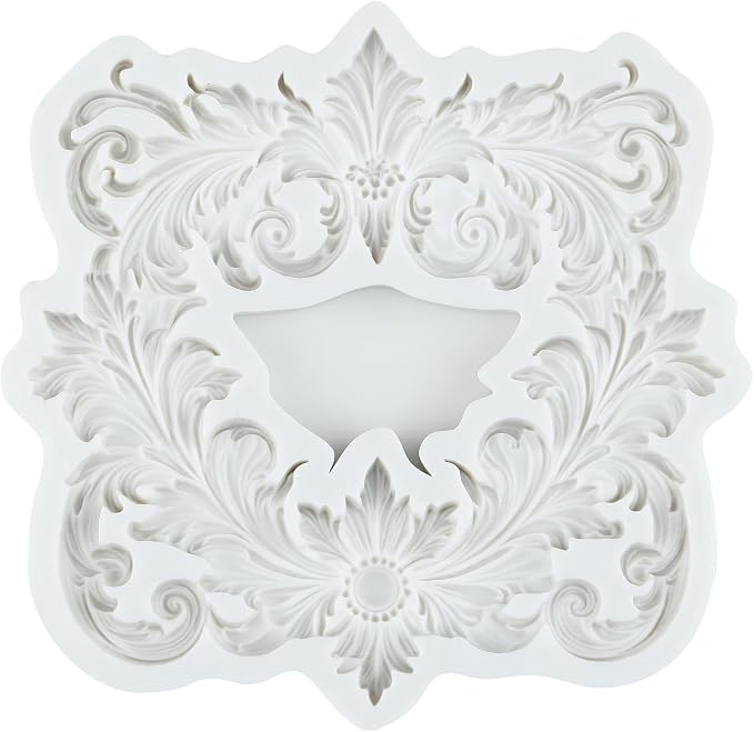 Baroque Scroll Relief Polymer Clay Molds Curlicues Scroll Lace Relief Flower Filigree Silicone Mold for Jewelry Making Epoxy Resin Casting Air Dry Polymer Clay Craft