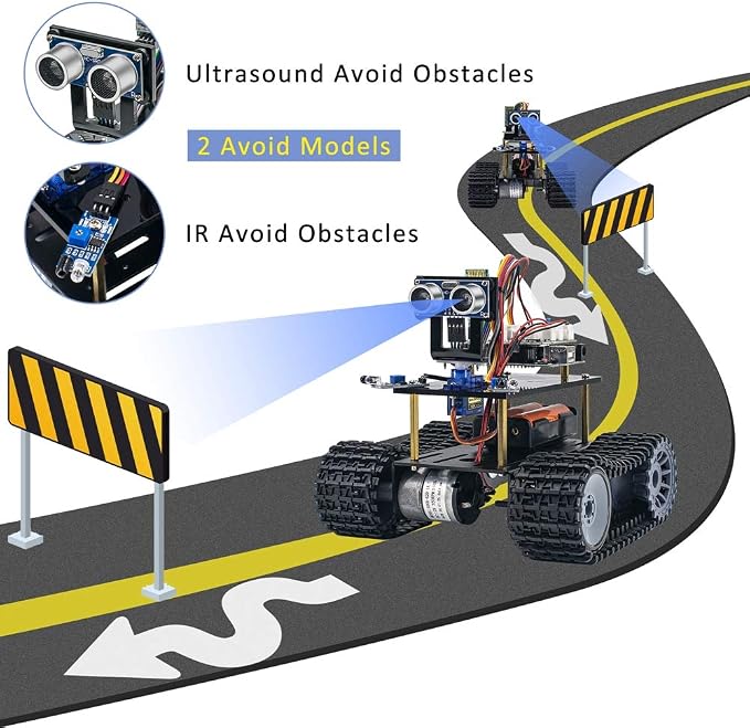 LAFVIN Programming Tank Smart Robot Car kit Support Mixly Blocks Coding/App Control Compatible with Arduino IDE