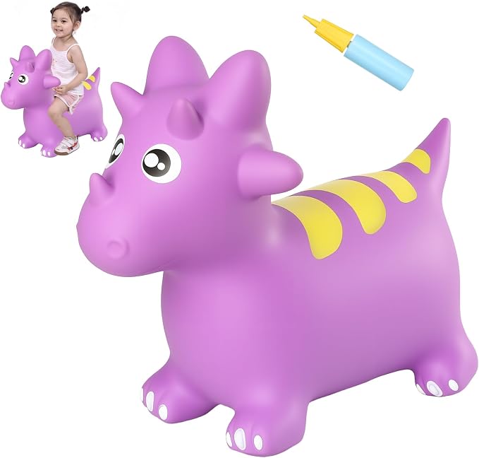 INPANY Bouncy Horse, Dinosaur Hopper Toys for Boys, Gifts Toy for Kid | Eco-Friendly PVC, Low Center Gravity, Cute Cartoon Design, Load 100 Lbs, Learn & Exercise & Active Fun, Gifts for 1-3 Kids