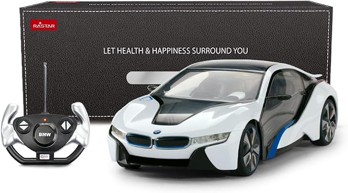 RASTAR BMW Toy Car, RC Cars 1/14 BMW i8 Remote Control Car for Kids, Interior Lights, White 2.4G
