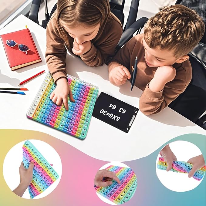 Yadishen 12x12 Multiplication Game Table Kids Math Learning Posters, Fidget Popper Educational Math Tools Fidget Popular Toys Relieve Stress Various Math Operations (20cm Large)