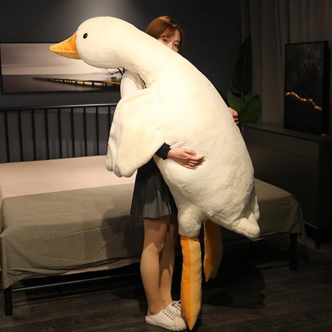 Srutirbo Giant Goose Stuffed Animal, 35.4 Inch Soft Goose Plush Pillow, Cute Duck Plush Toy Swan Plushie Doll Sleeping Hugging Pillows Gift for Girls Boys (35.4in)
