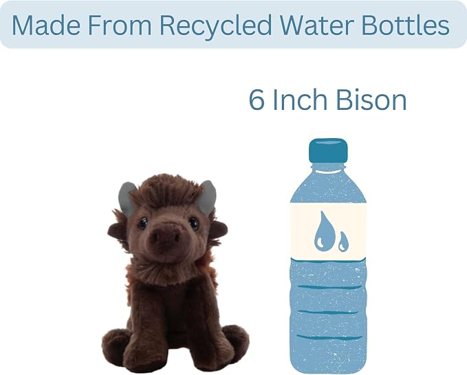 The Petting Zoo Bison Stuffed Animal Plushie, Gifts for Kids, Wild Onez Babiez Zoo Animals, Bison Plush Toy 6 inches