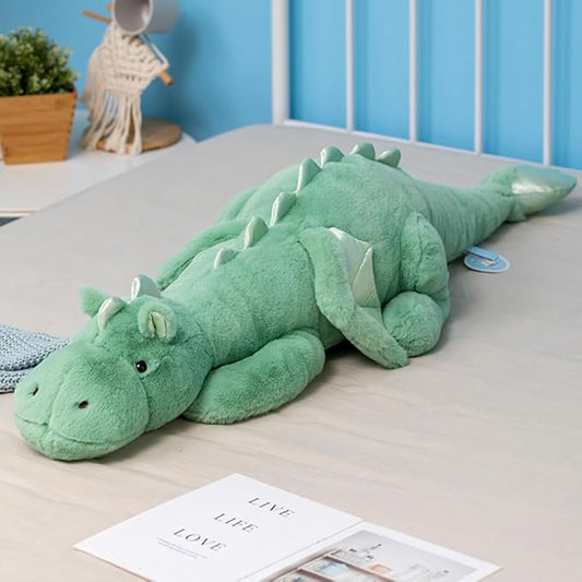 Weighted Dragon Stuffed Animal 43.3Inches 7Lbs, Large Plush Green Weighted Stuffed Animals Toy for Kids, Pink White Green and Blue Available. Very Cute Plushie Dragon