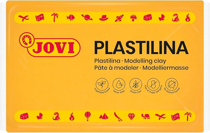 Jovi - Modeling Clay, 3 Pounds Total, 4 Non-Drying Bars, 0.77 lb Each, Arts and Crafts Non-Toxic and Gluten Free plasticine (Dark Yellow)