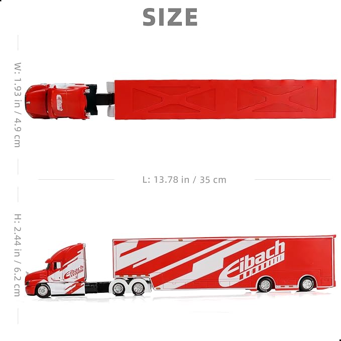 Semi Truck Toy with Trailer, 1/64 Scale Alloy Metal Diecast Heavy Semi Truck Trailer Head Toy Model, MAx Diecast Tow Traktor Gift for Boy Adult Model Car Collector -Redwhite