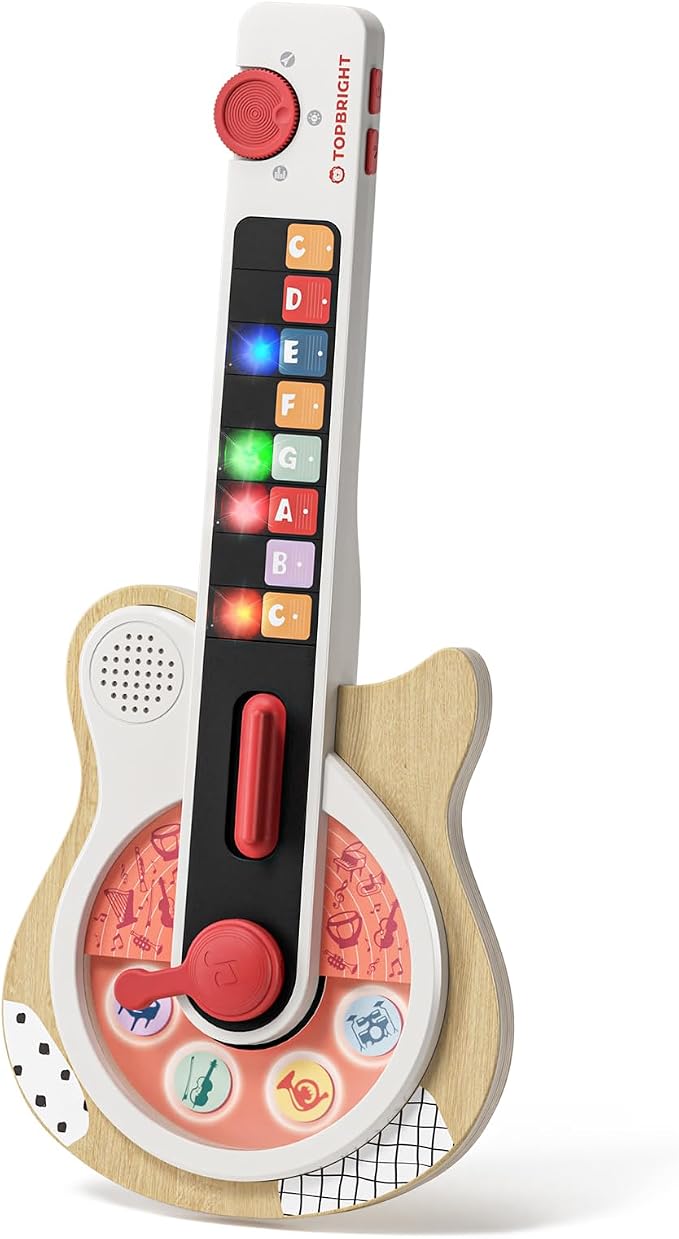 TOP BRIGHT Montessori Busy Board (Wooden Kids Guitar)