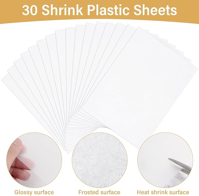 CRTWDMAN 161 Pcs Shrink Paper Keychain Kit,with 30 Pcs Shrink Plastic Sheets 7.9"x5.7",Hole Punch,Lobster Clasps,Jump Rings DIY Crafts for Teens