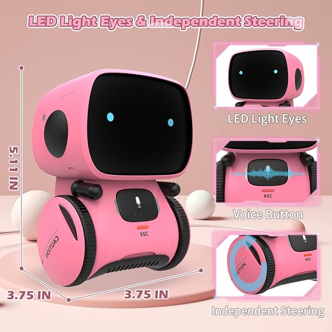 KaeKid Robots for Girls 3-5, Interactive Smart Robotic with Touch Sensor, Voice Control, Speech Recognition, Singing, Dancing, Repeating and Recording, Gift for Kids