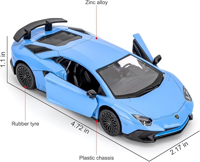 TGRCM-CZ 1/36 Scale Lamborghini Aventador LP700-4 Casting Car Model, Zinc Alloy Toy Car for Kids, Pull Back Vehicles Toy Car for Toddlers Kids Boys Girls Gift (Blue)