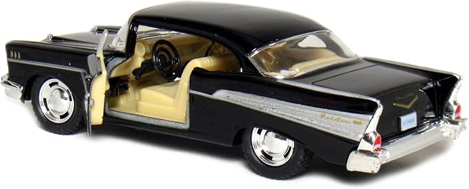 KiNSMART 1957 Chevy Bel Air Coupe Black, 1:40 Scale, Die Cast Metal, Black, 5 Inch, Pull Back Action