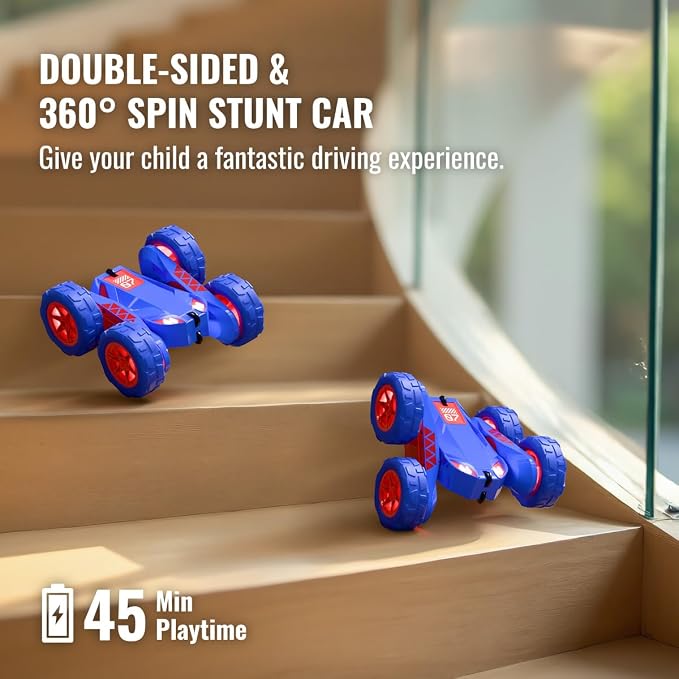 Remote Control Car, Rechargeable RC Cars & Remote Double-Sided Driving 360° Flips Rotating 2.4Ghz 4WD All Terrain Stunt Race Car Toy Christmas Birthday Gift for Kids Boys 3-12